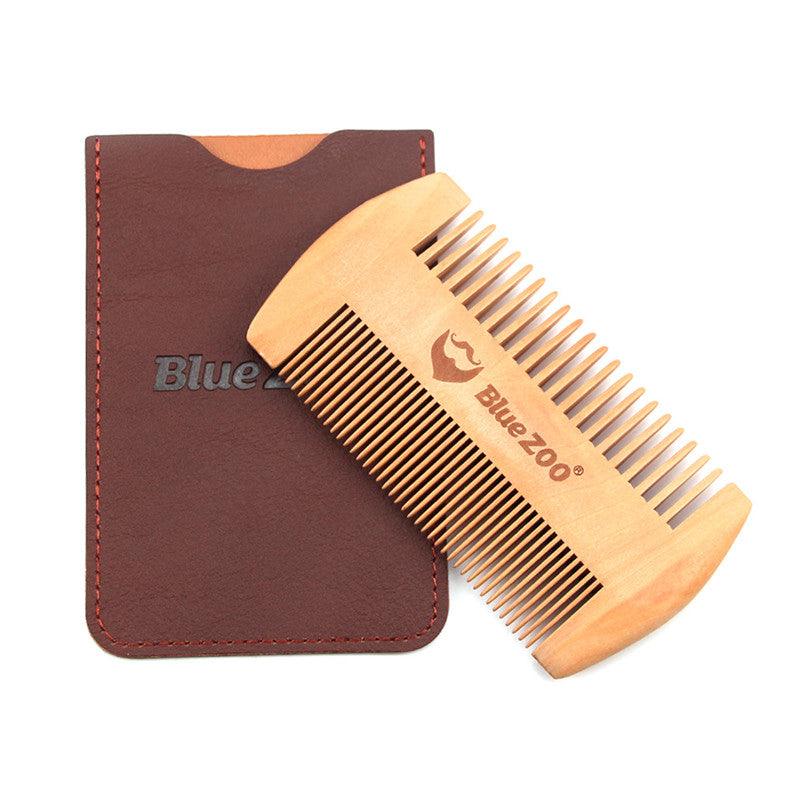 Pear Wood Double-sided Log Color Beard Comb Beard Portable Comb Brown